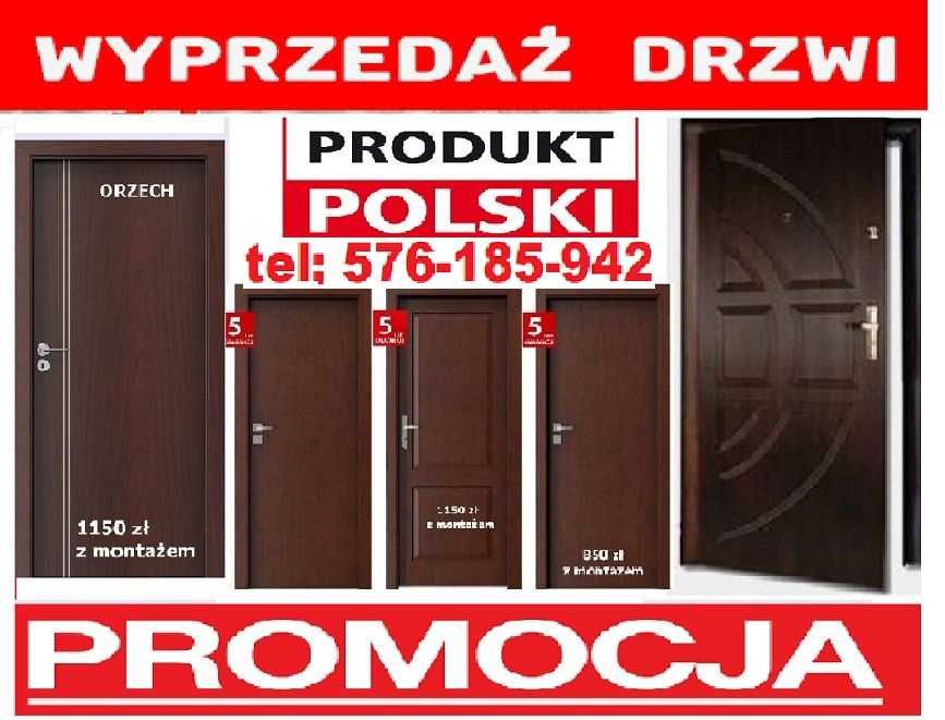 Drzwi WEJŚCIOWE- ZEWNĘTRZNE z montażem. Antywłamaniowe. WYPRZEDAŻ