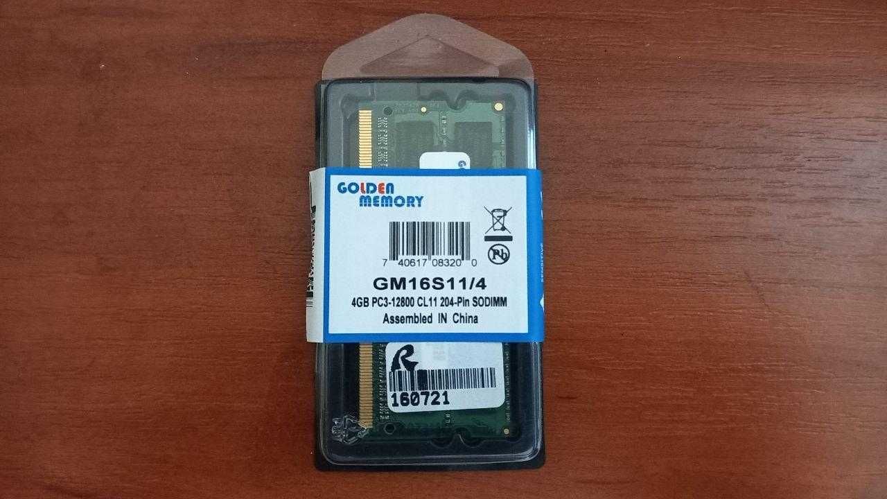 Оперативна памʼять SODIMM DDR3 4GB 1600 MHZ GOLDEN MEMORY (GM16S11/4)
