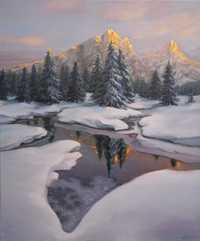 Зимовий пейзаж,Картина олією,живопис,В країні Єльфів.