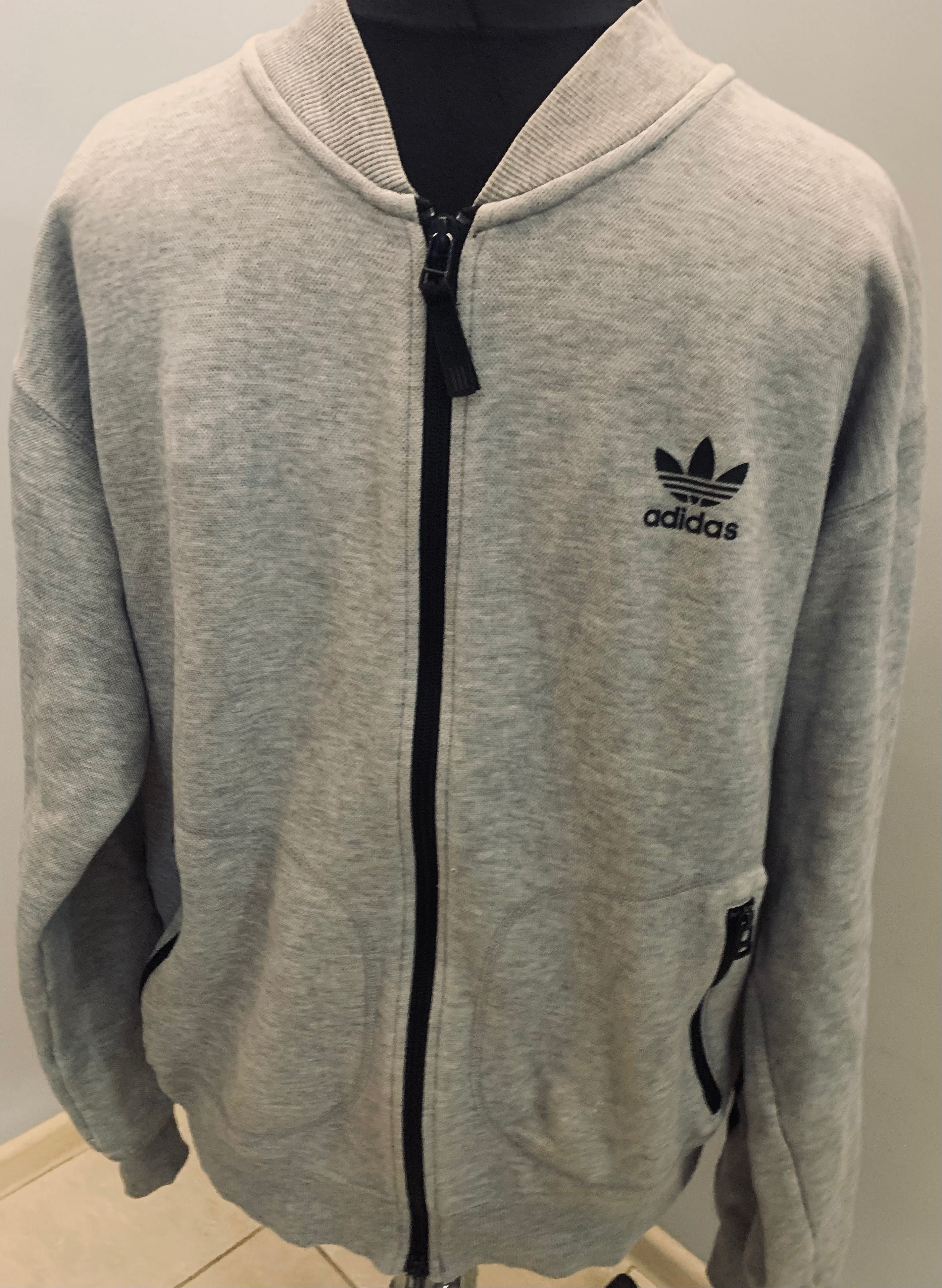 Adidas szara rozpinana bluza męska bomberka r. M /L swoosh, logowana