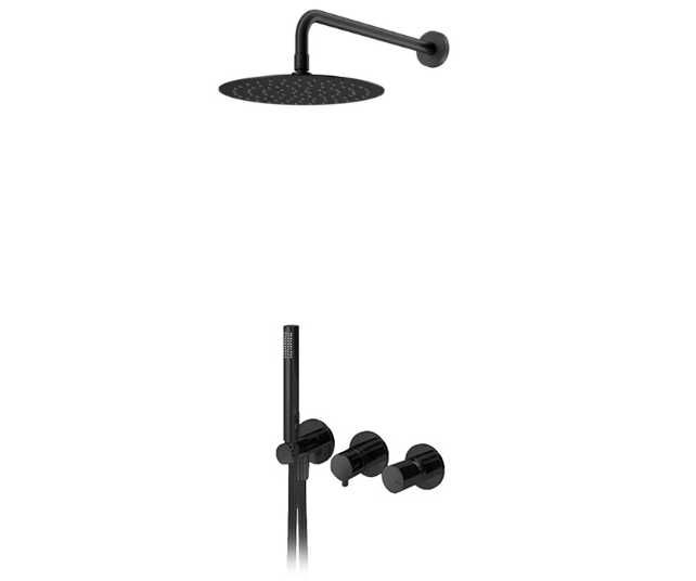 Sistema embutido de duche c/ chuveiro de parede - BRUMA NIGH SKY PRETO