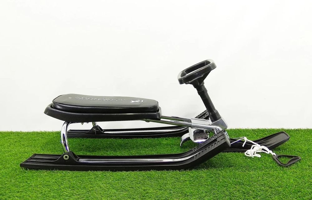 ТОП продаж! Детский снегокат санки MUSTANG с хром рамой + амортизатор!