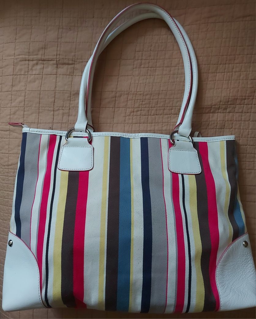 Jasper Conran letnia torebka w paski kolorowa skóra naturalna na lato
