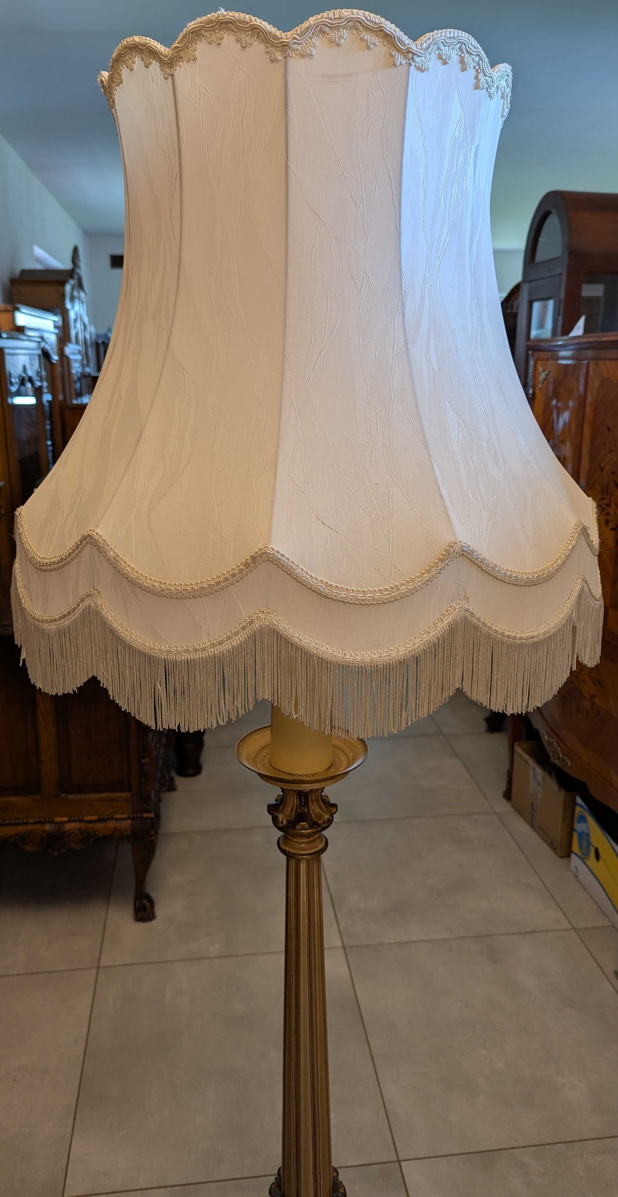 Piękna lampa podłogowa mosiądz,drewno-sklep Dąbrowa Górnicza