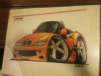 BMW Z3 - plakat rysunek tuning