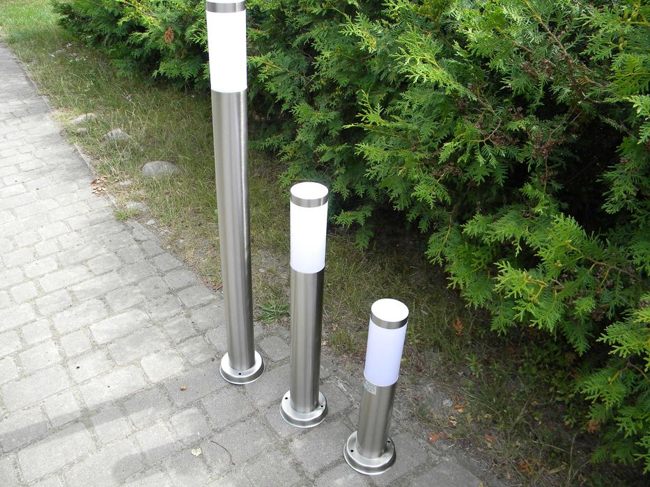 Lampy ogrodowe,stal nierdzewna,wys.45,65,100 cm-140zł/3 szt.
