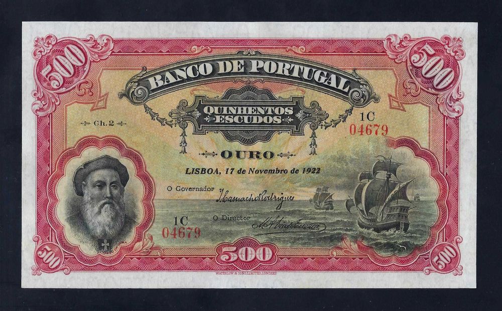 nota  Portugal 500 Escudos 1922 P-130 AU-UNC