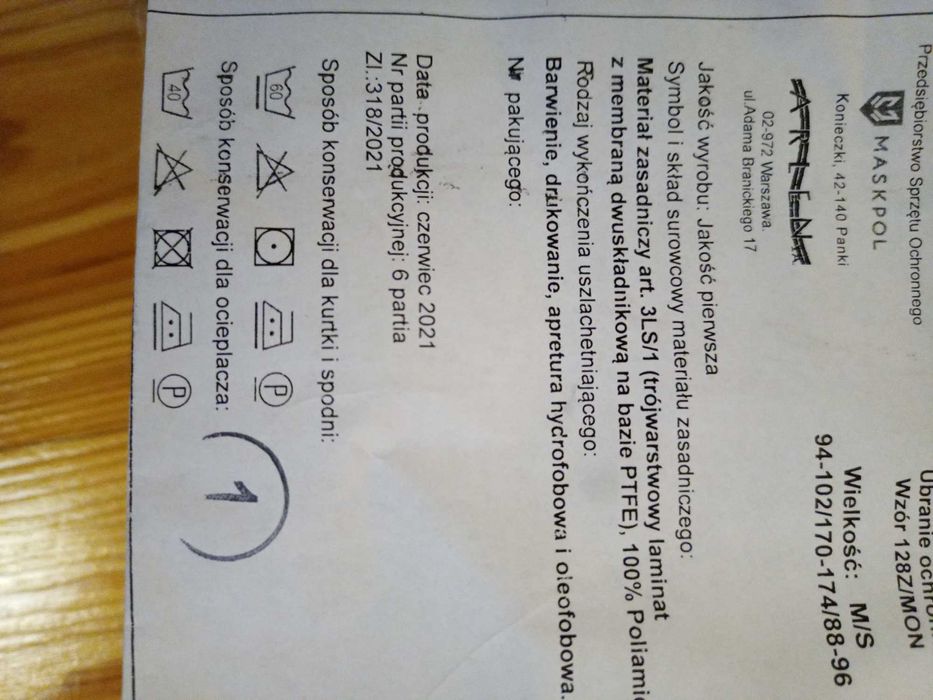 NOWE Przeciwdeszczowe Spodnie wojskowe  GORE wzór 128Z/MON roz. M/S