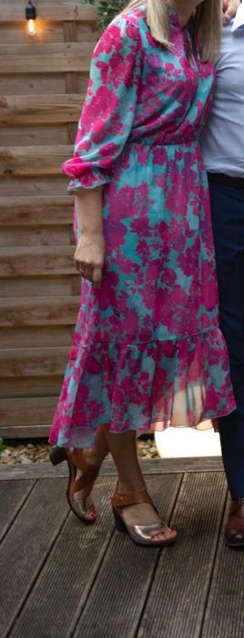 Piękna sukienka długa r. 40 Fuksja-turkus  Fashion