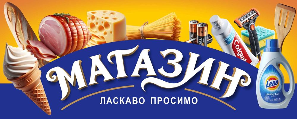 Вывеска рекламная - баннер "МАГАЗИН "  продукти,товари,плакат,кафе,бар