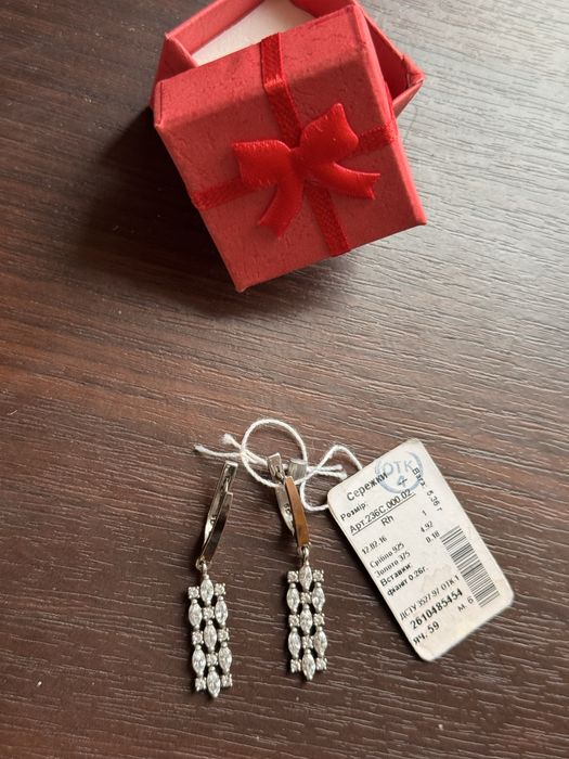 Срібні сережки 925 Золото 375 Фіаніти