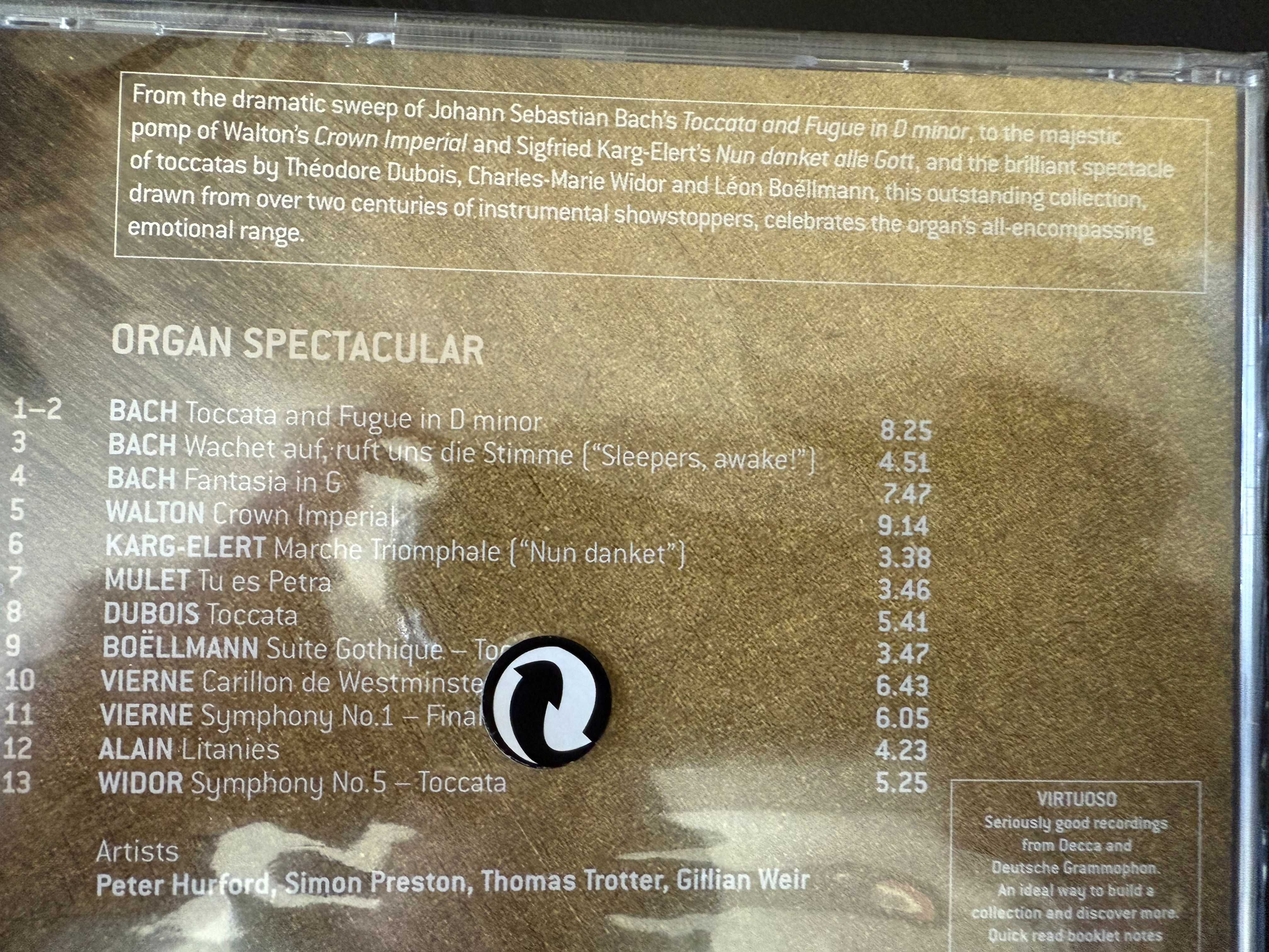 Bach, Widor, etc – Organ Spectacular – Simon Preston, Hurford, Weir