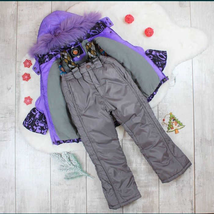 Дитячий Зимовий комплект комбінезон на флісі для дівчинки р..122-128