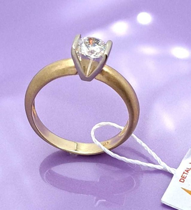 WYPRZEDAŻ !-25% Pierścionek r.15 Złoty pr.585 classic  kamieniem Z-969