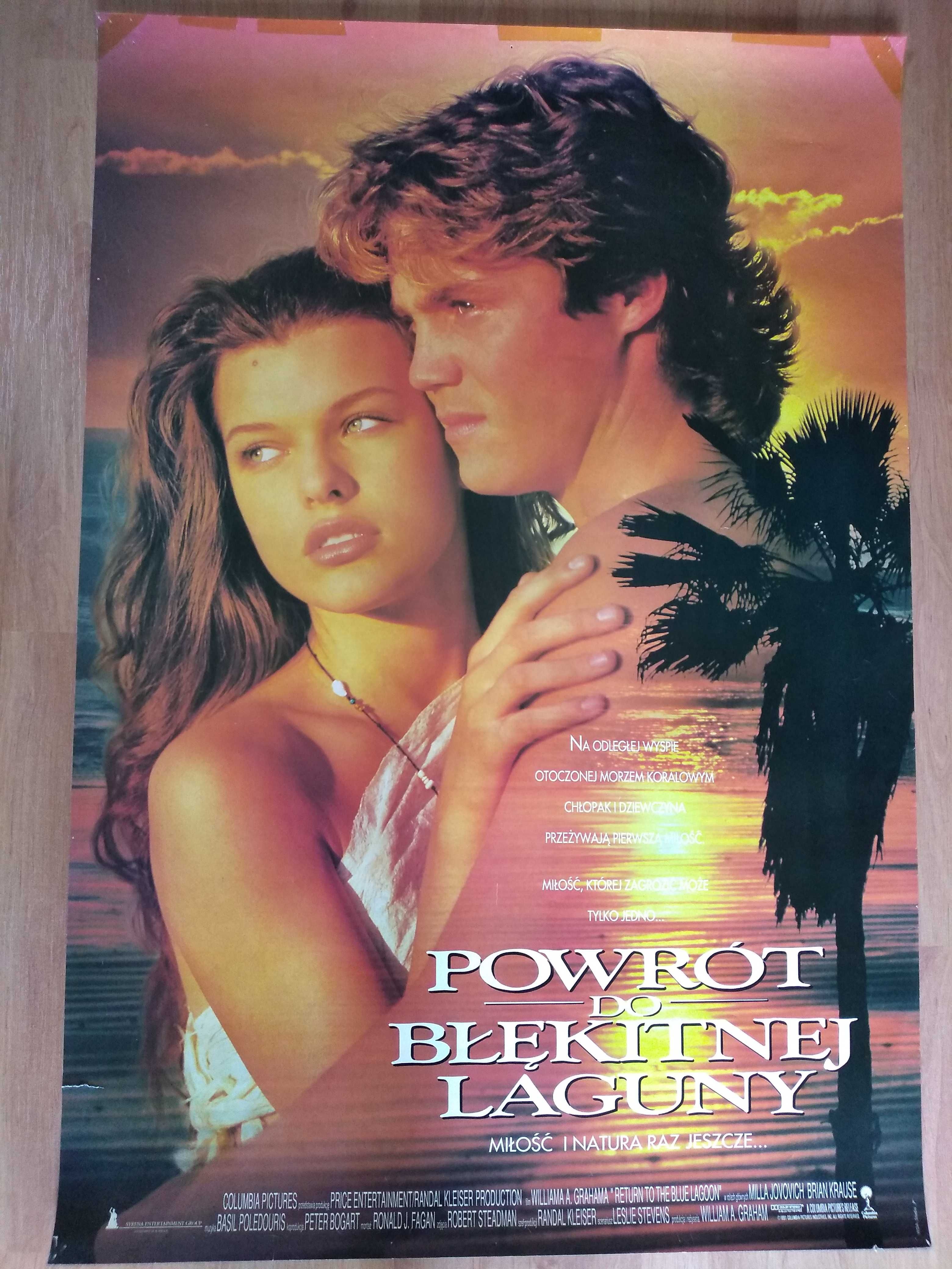 Plakat filmowy POWRÓT DO BŁĘKITNEJ LAGUNY/Oryginał z 1991 roku.