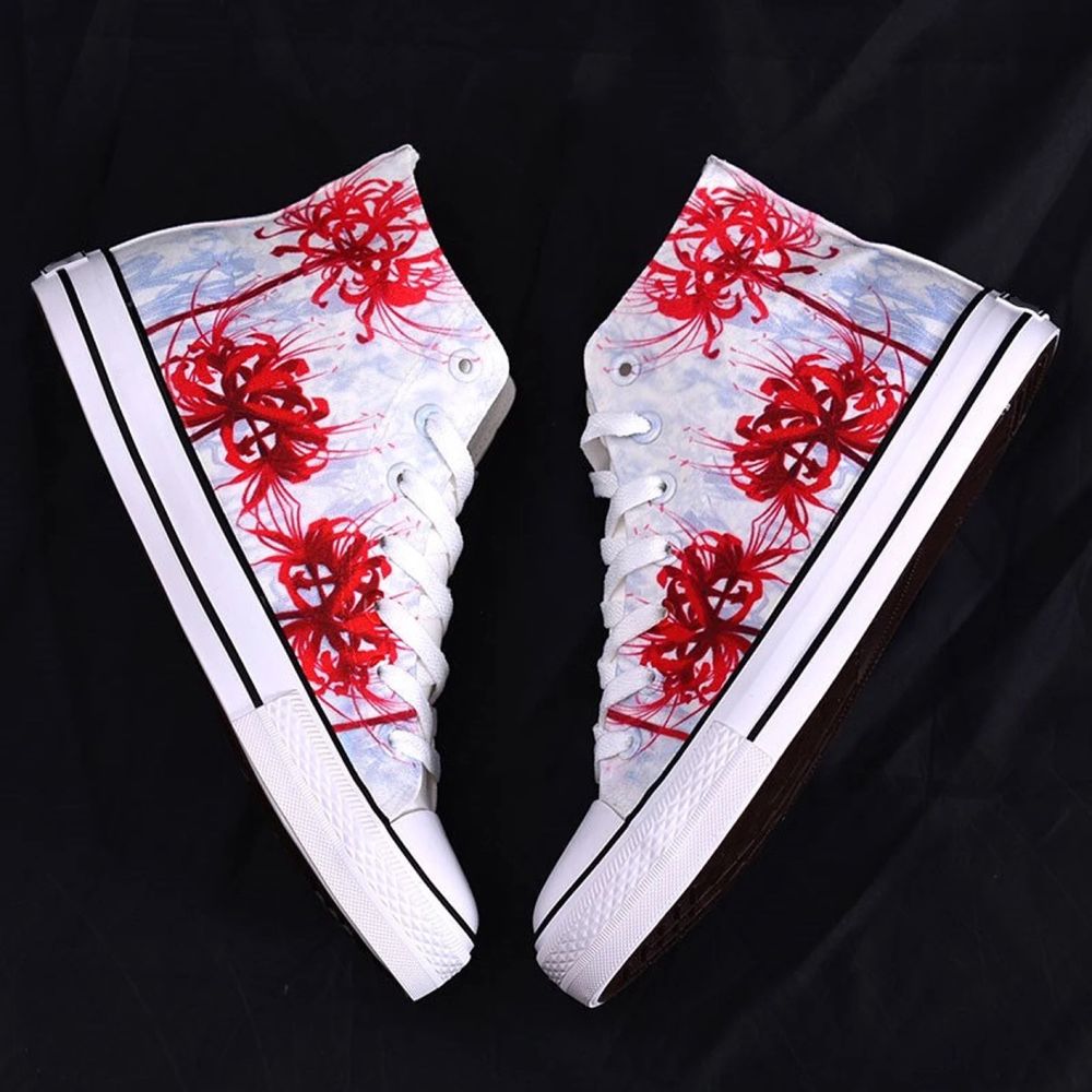 Demon Slayer red spider lily Converse custom malowane buty trampki