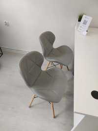 Nowoczesne krzesło 2 sztuki szare ekoskóra skandynawskie loft glamour