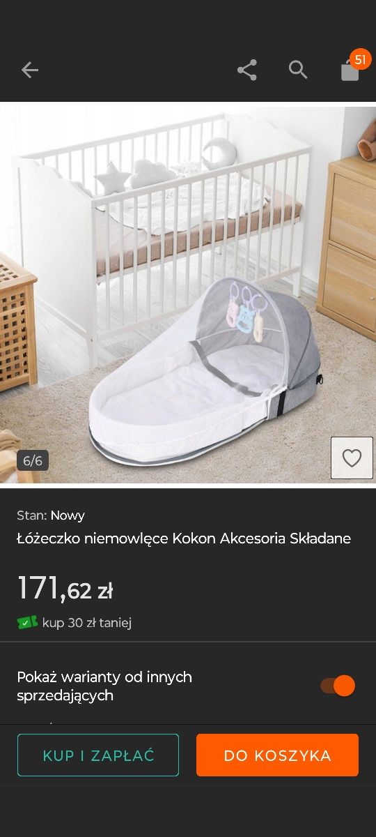 Łóżeczko niemowlęce Kokon Akcesoria Składane