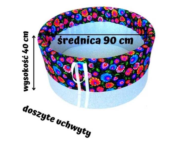 Pokrowiec na Suchy Basen okrągły 90x40 cm – ŁOWICKI NA CZARNYM TLE