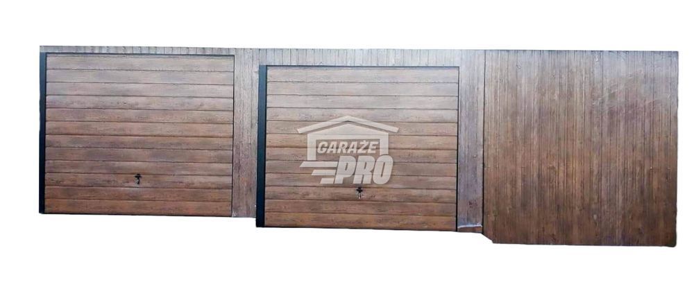 Garaż blaszany 10x5 Brama uchylna + jasny orzech  spad w tył GP164