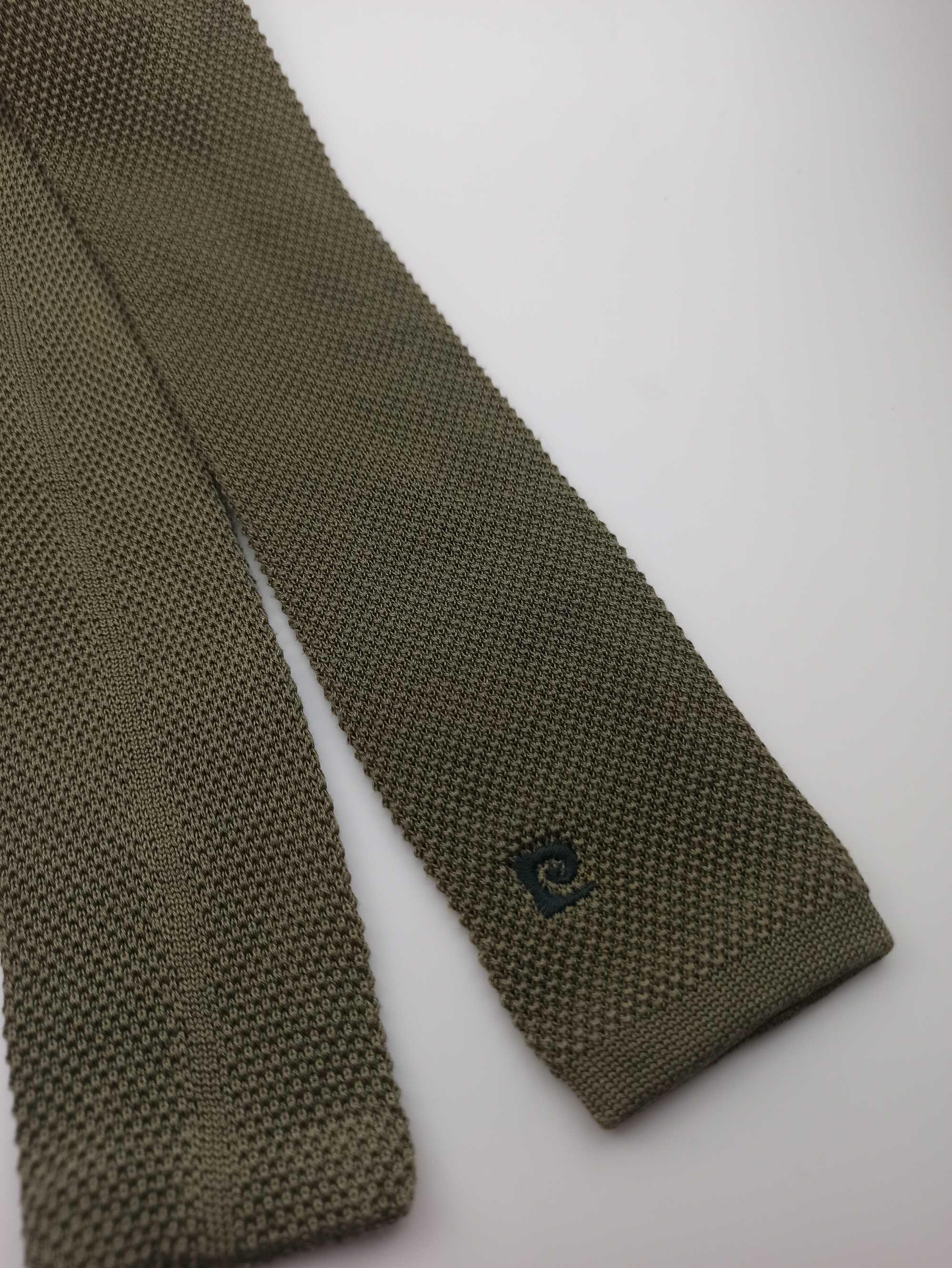 Pierre Cardin bawełniany krawat knit zielony pc06