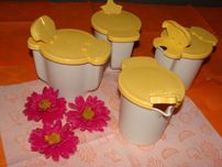 Recipientes da Tupperware para sólidos e líquidos