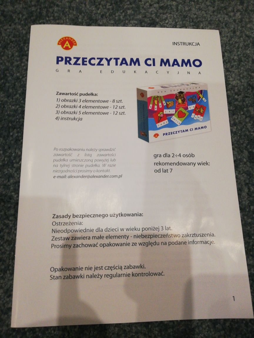 Przeczytam ci mamo. Gra edukacyjna