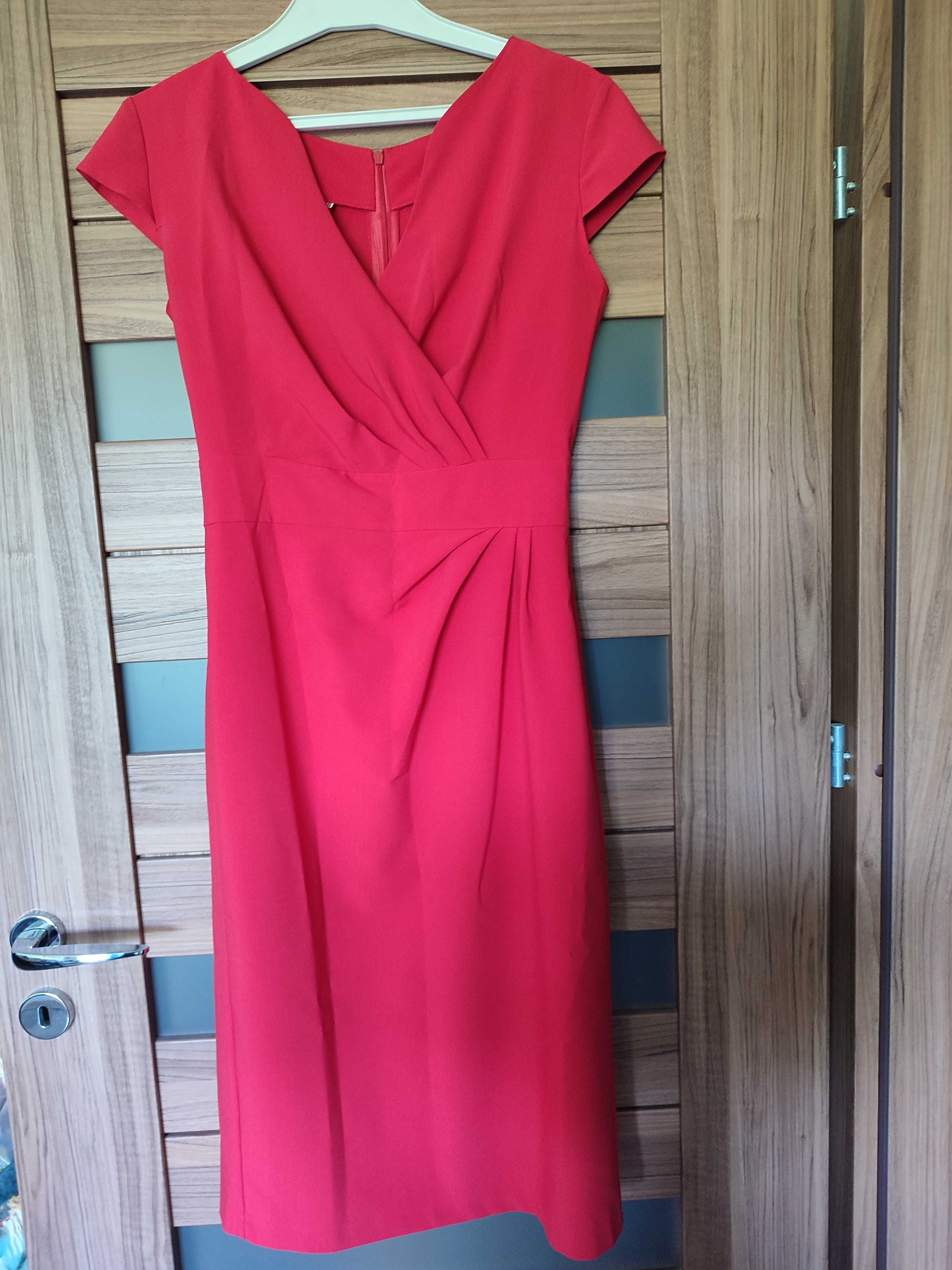 Elegancka czerwona sukienka r 38