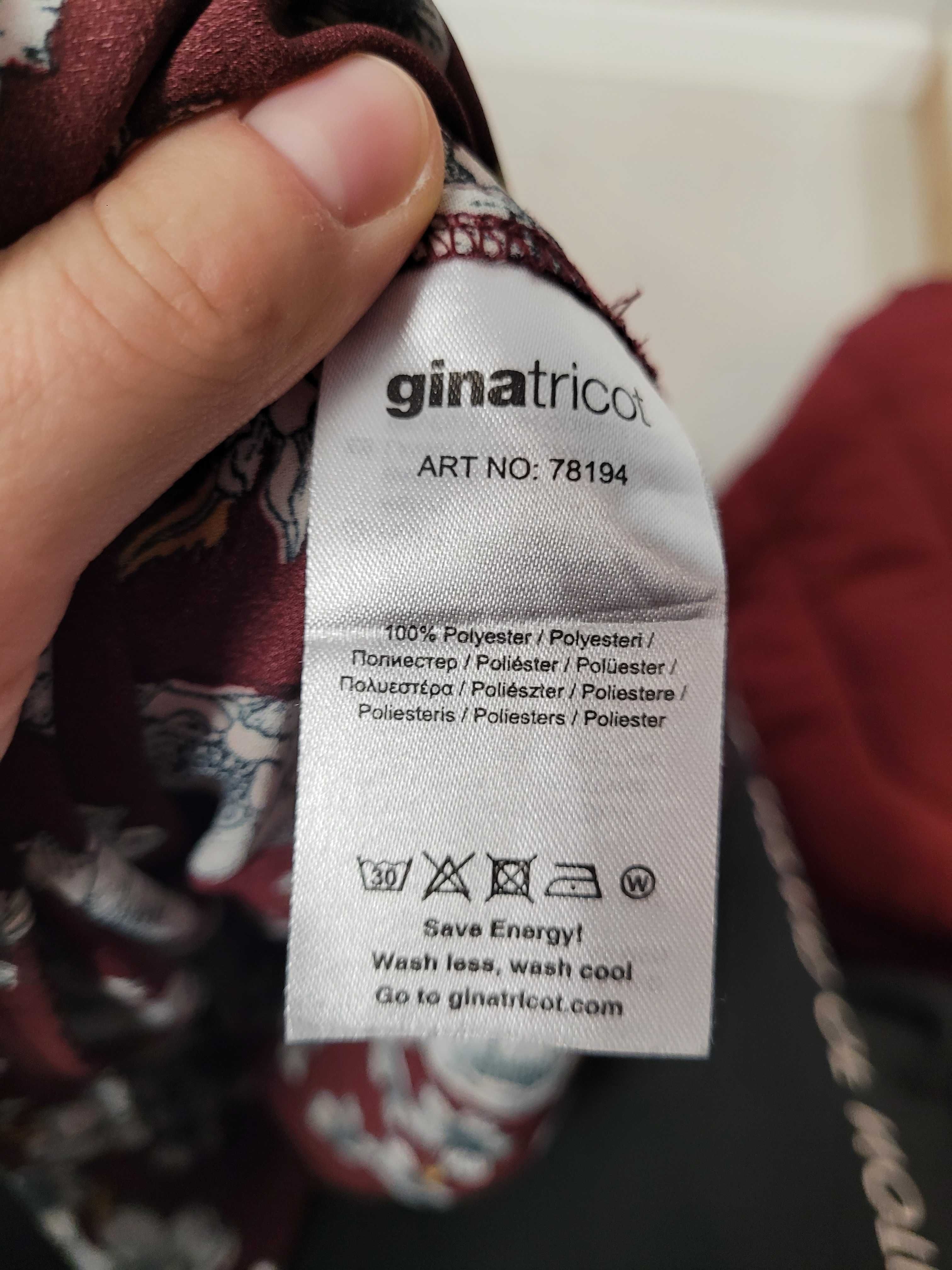 Brązowa zwiewna sukienka Gina Tricot na jesień długi rękaw M midi