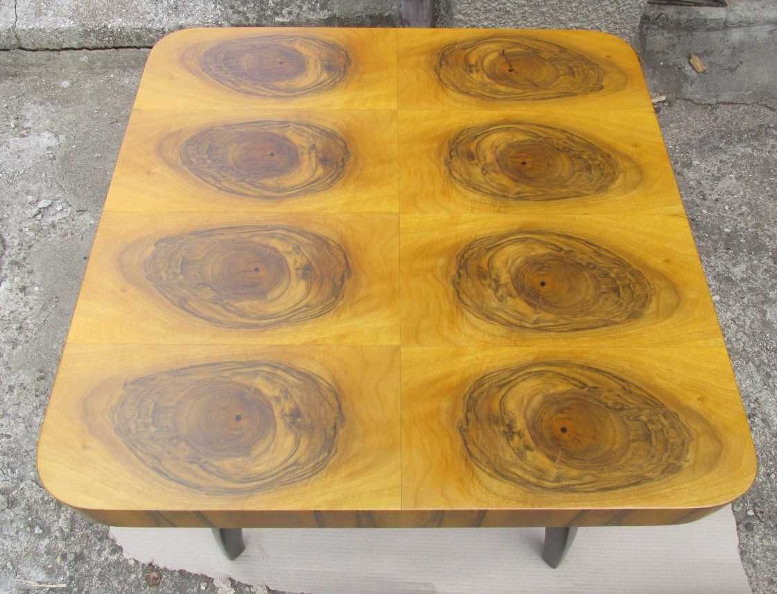 Stolik Halabala H-259 , 1950r orzech Art Deco 64x64 cm