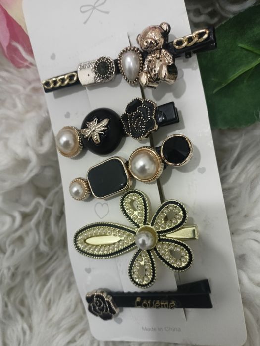 Spinki zestaw złote czarne miś pszczoła