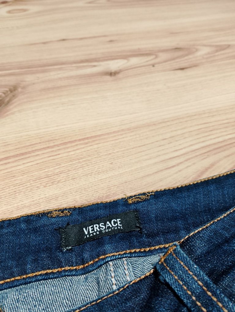 Granatowe Damskie Spodnie Jeansowe Dżinsowe Versace Jeans Couture