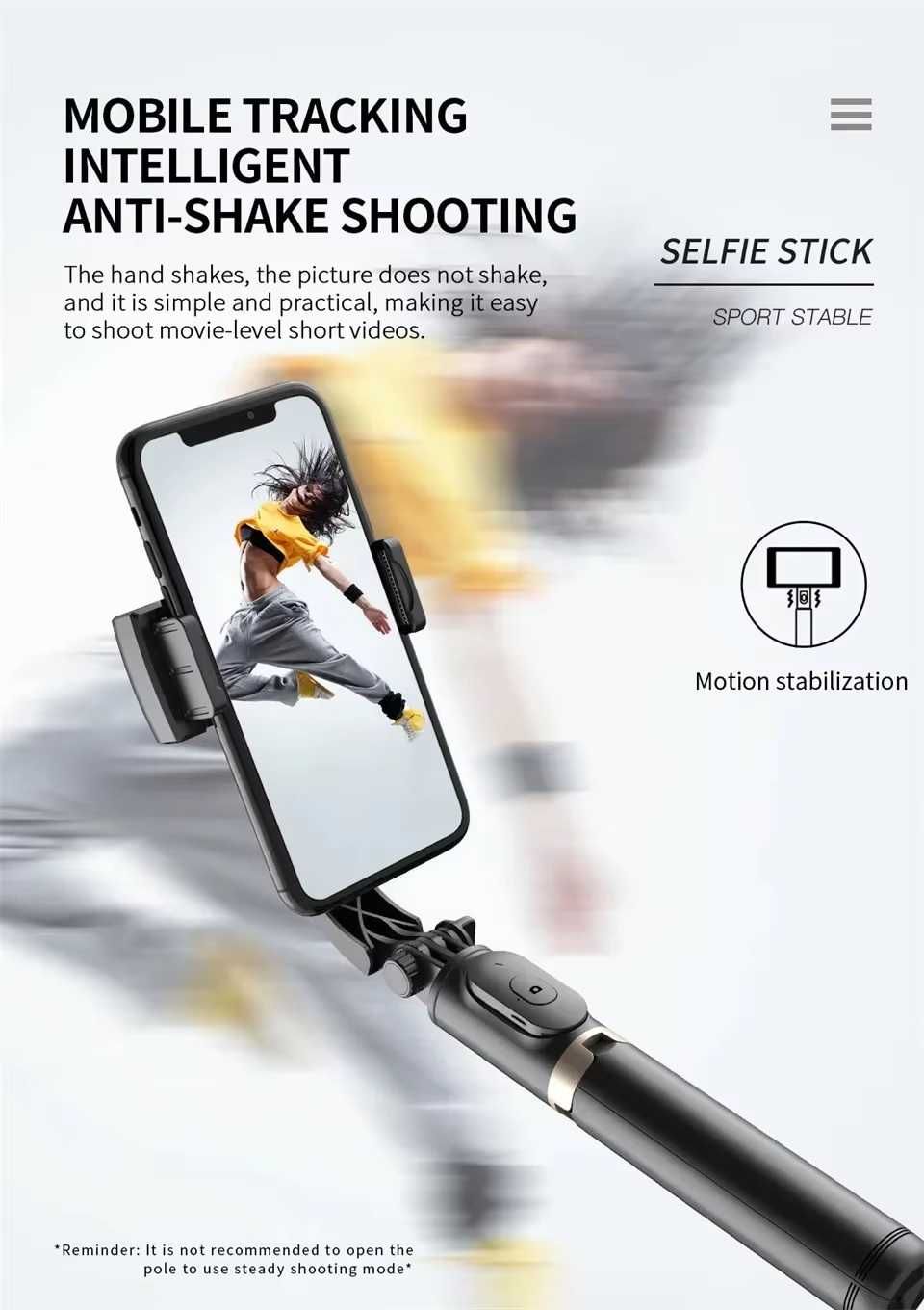 Gimbal do smartfona Bluetooth selfie statyw + oświetlenie.