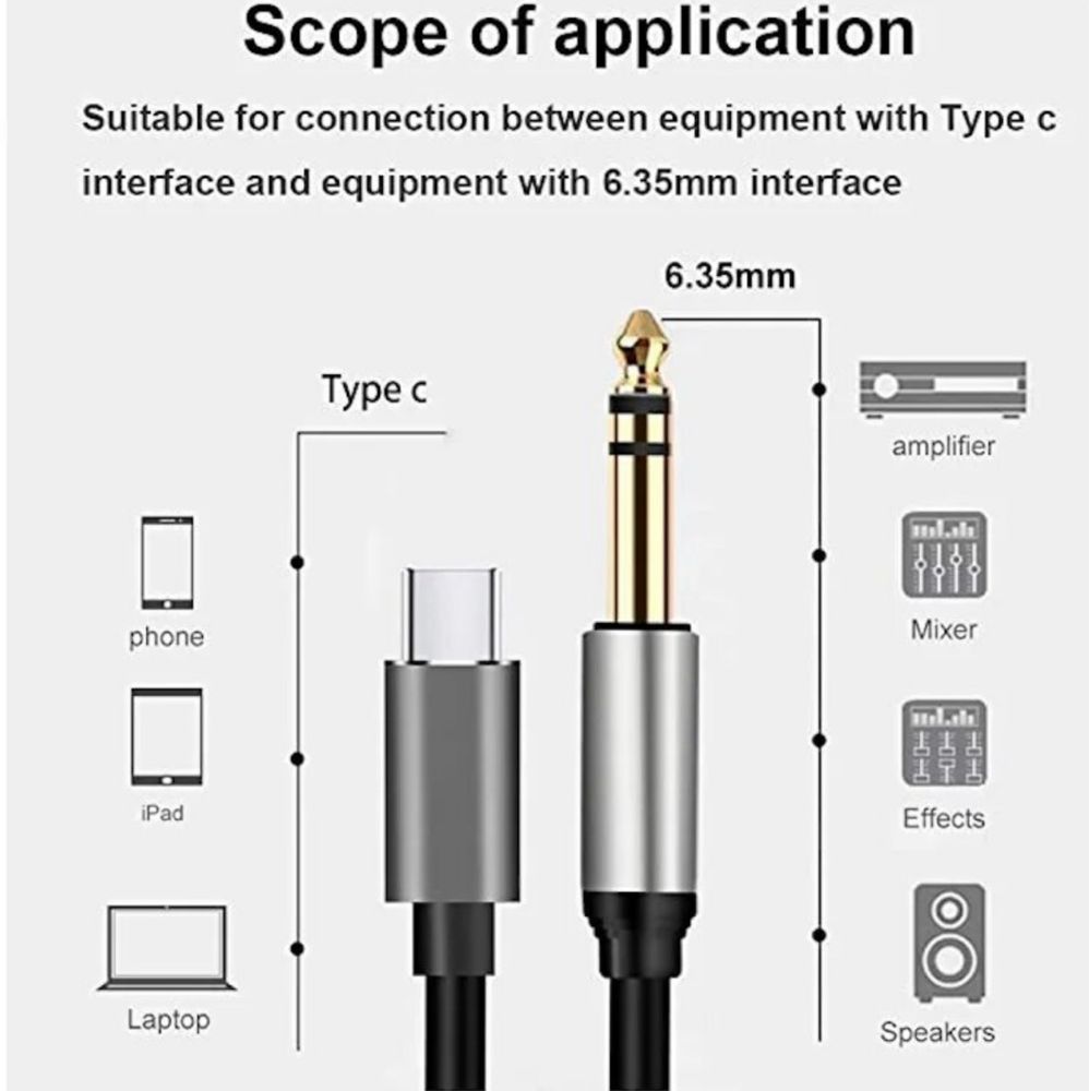 Кабель Type C Jack 6,5мм