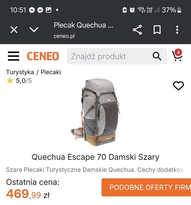 Plecak decathlon quechua 70L