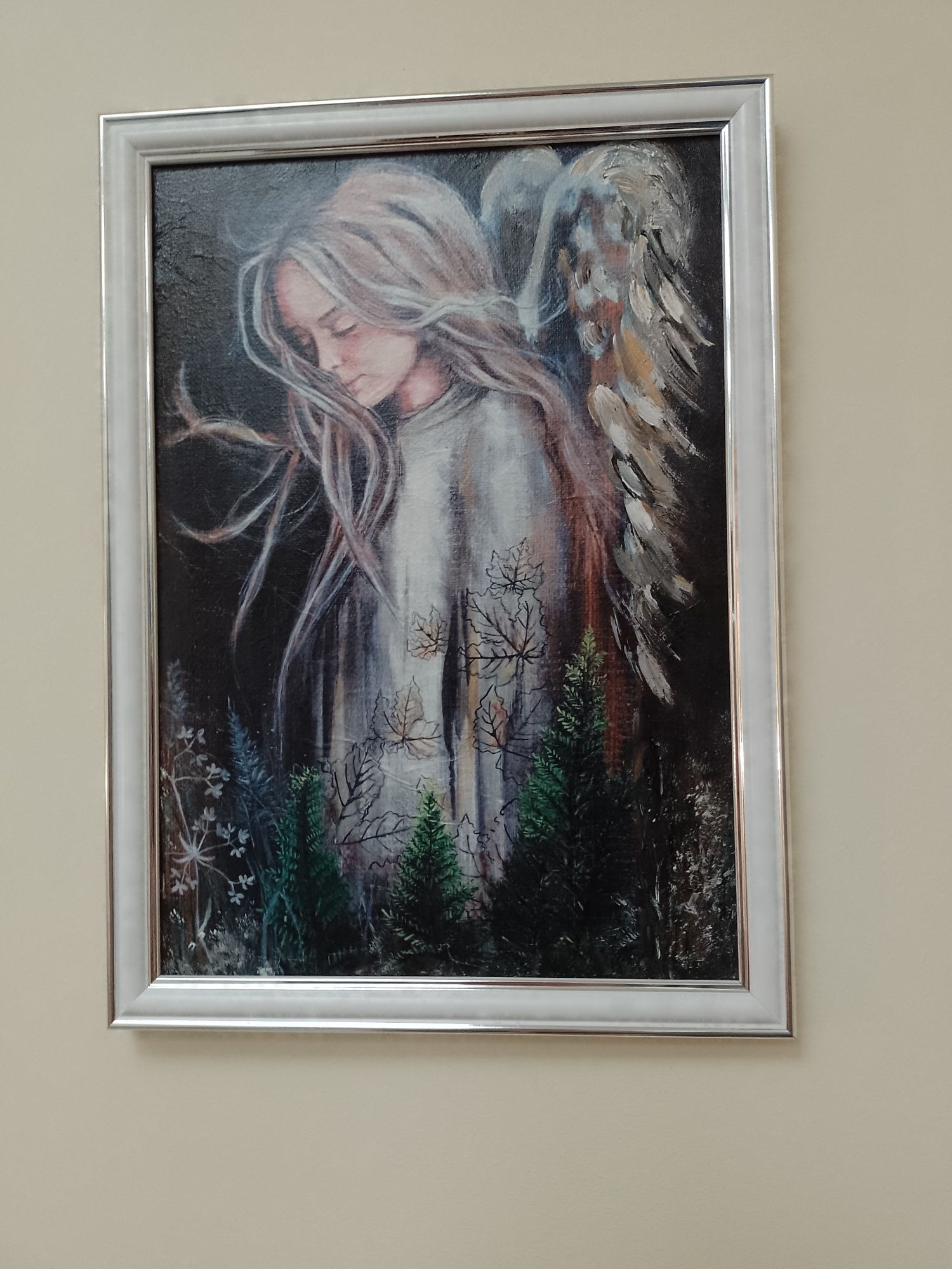 Obraz Anioł stróż Aniołek obrazek w ramce chrzest  komunia 23x32