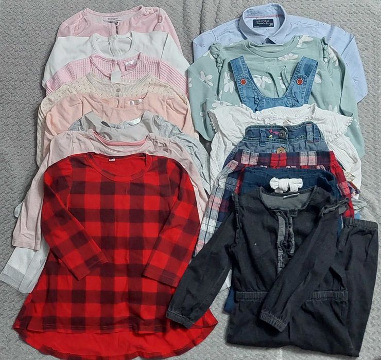 Zestaw wizytowych, eleganckich ubranek dziewczęcych r. 86-92 + gratisy