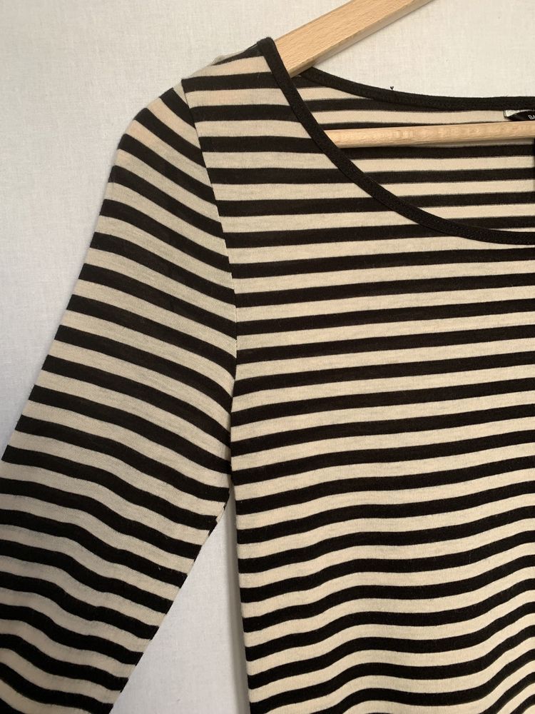 Bluzka longsleeve H&M basic S 36 paski pasiak modal bawełna
