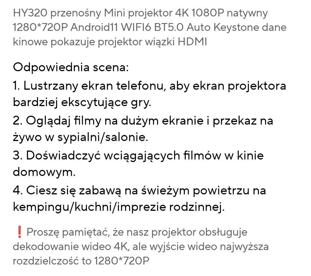 Projektor 4k ,android,wifi yh320 mini