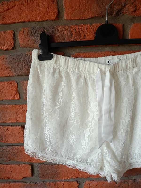 Szorty damskie spodenki krótkie koronkowe białe letnie na lato L