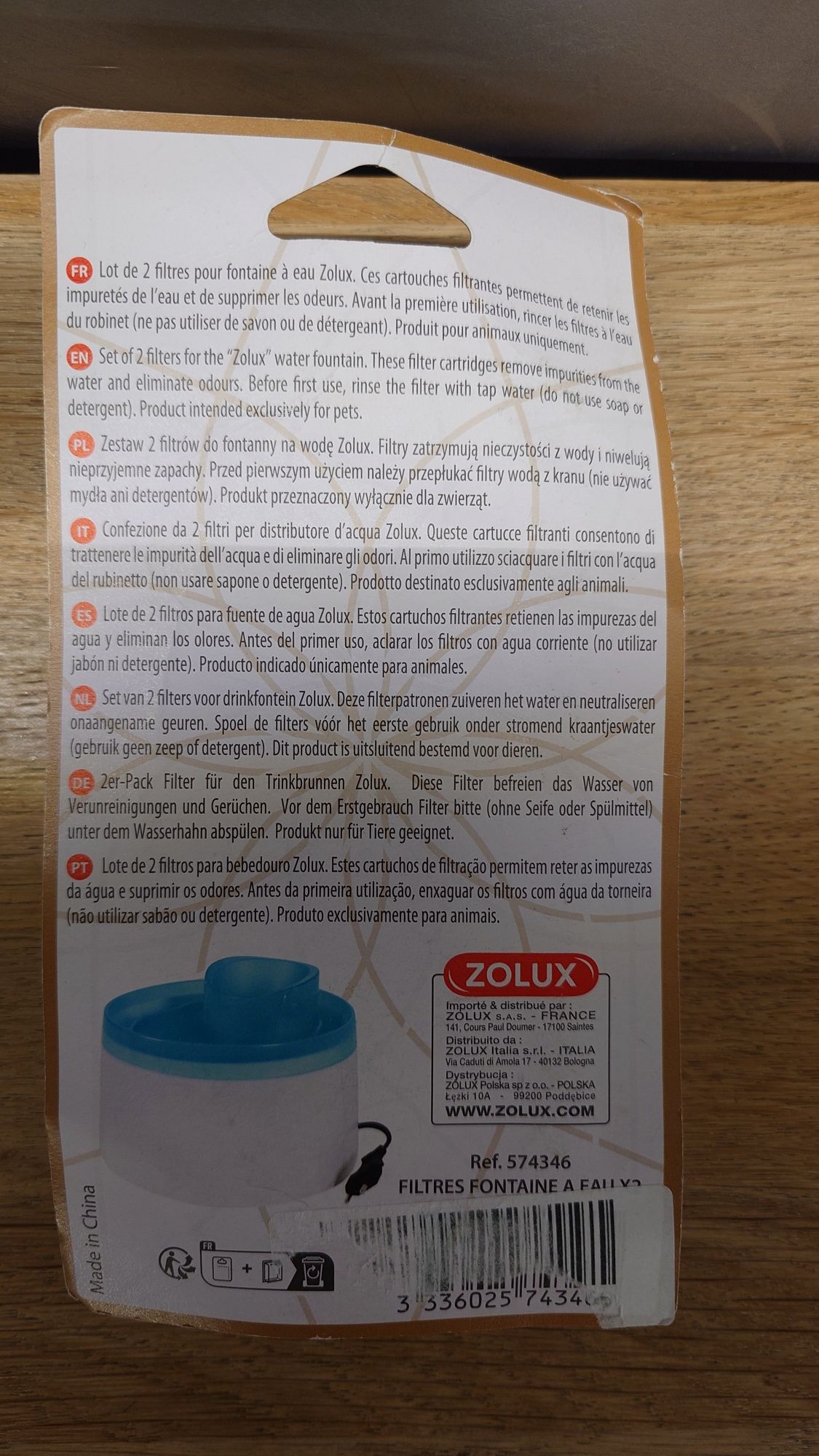 Filtr do fontanny wodnej ZOLUX dla kota 2 sztuki