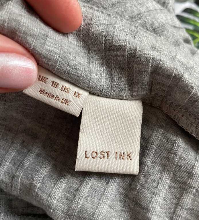 Szara sukienka z rękawem 3/4 rozmiar XL stan idealny Lost Ink
