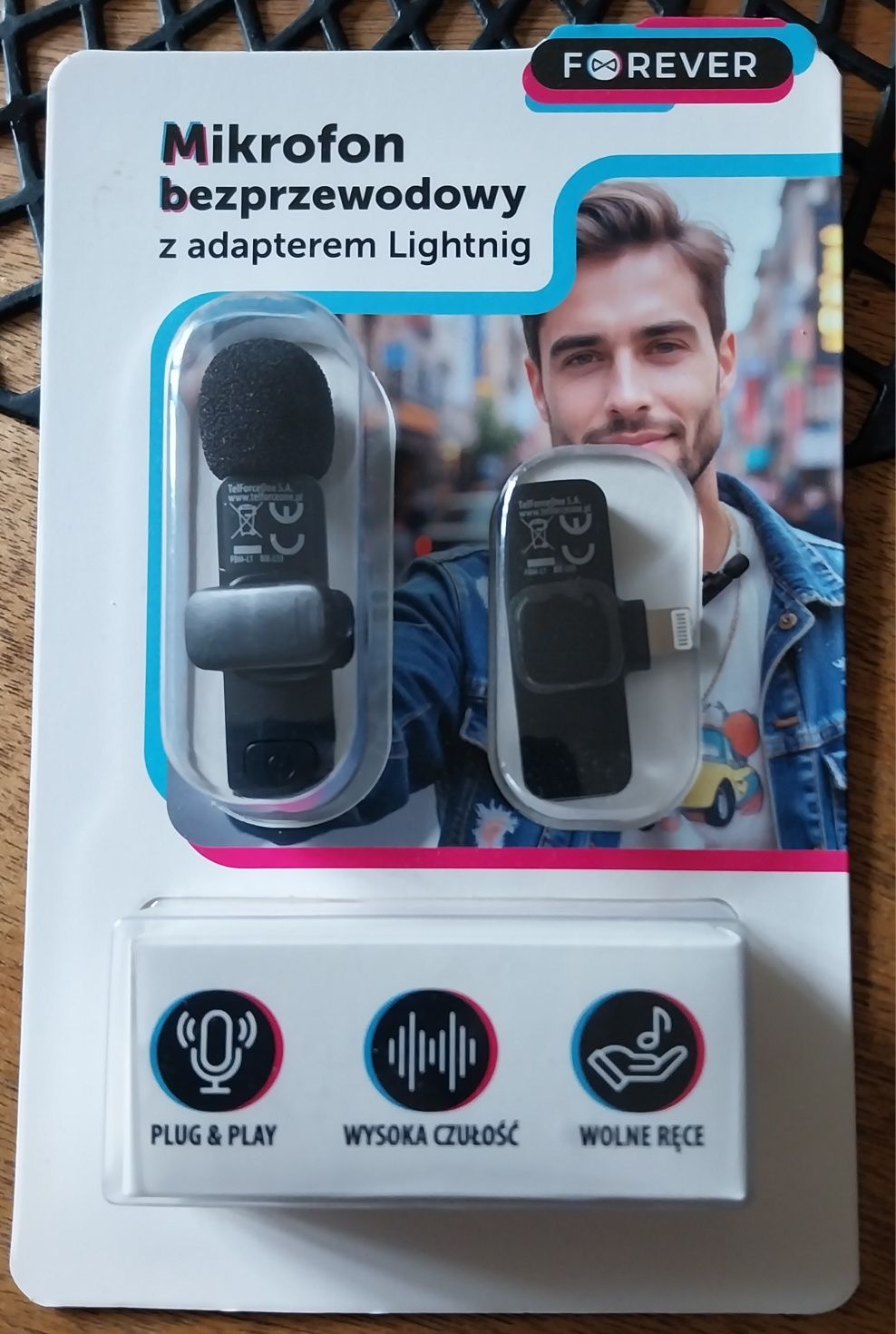 Mikrofon bezprzewodowy do telefonu z adapterem Lightnig