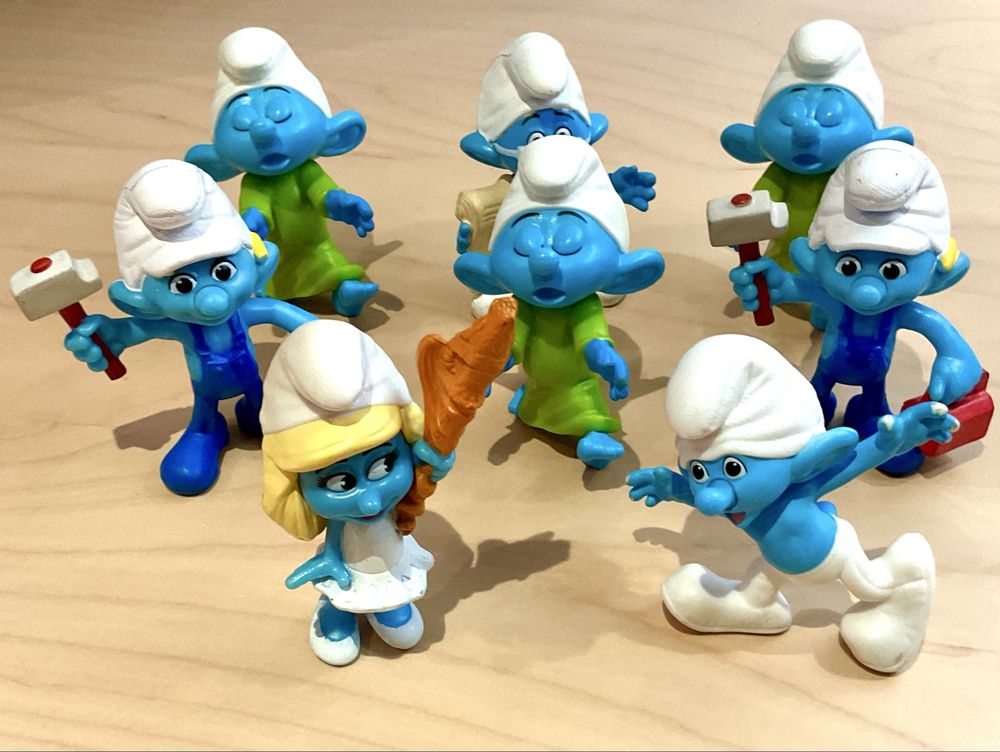 Oito bonecis Smurfs ou Pitufos ou Strumps