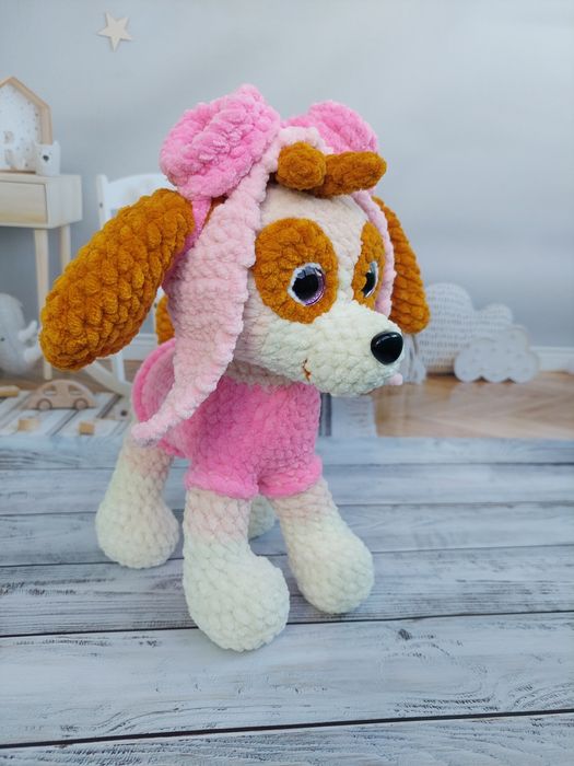 Плюшевая вязаная игрушка собачка Скай Щенячий патруль Paw Patrol