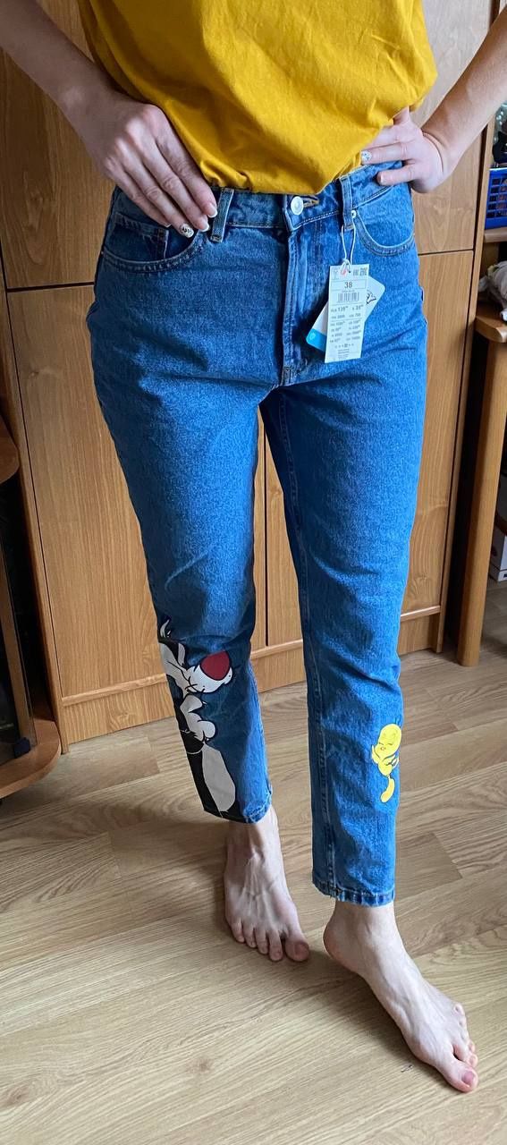 Dżinsy damskie, dżinsy mom damskie CROPP Denim, Disney, Looney Tunes