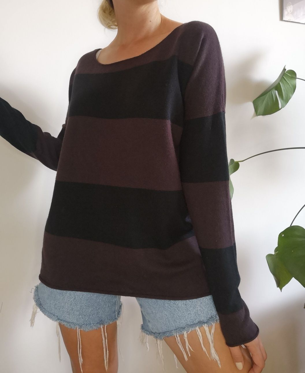 Wełniany sweter w pasy oversize premium Part Two