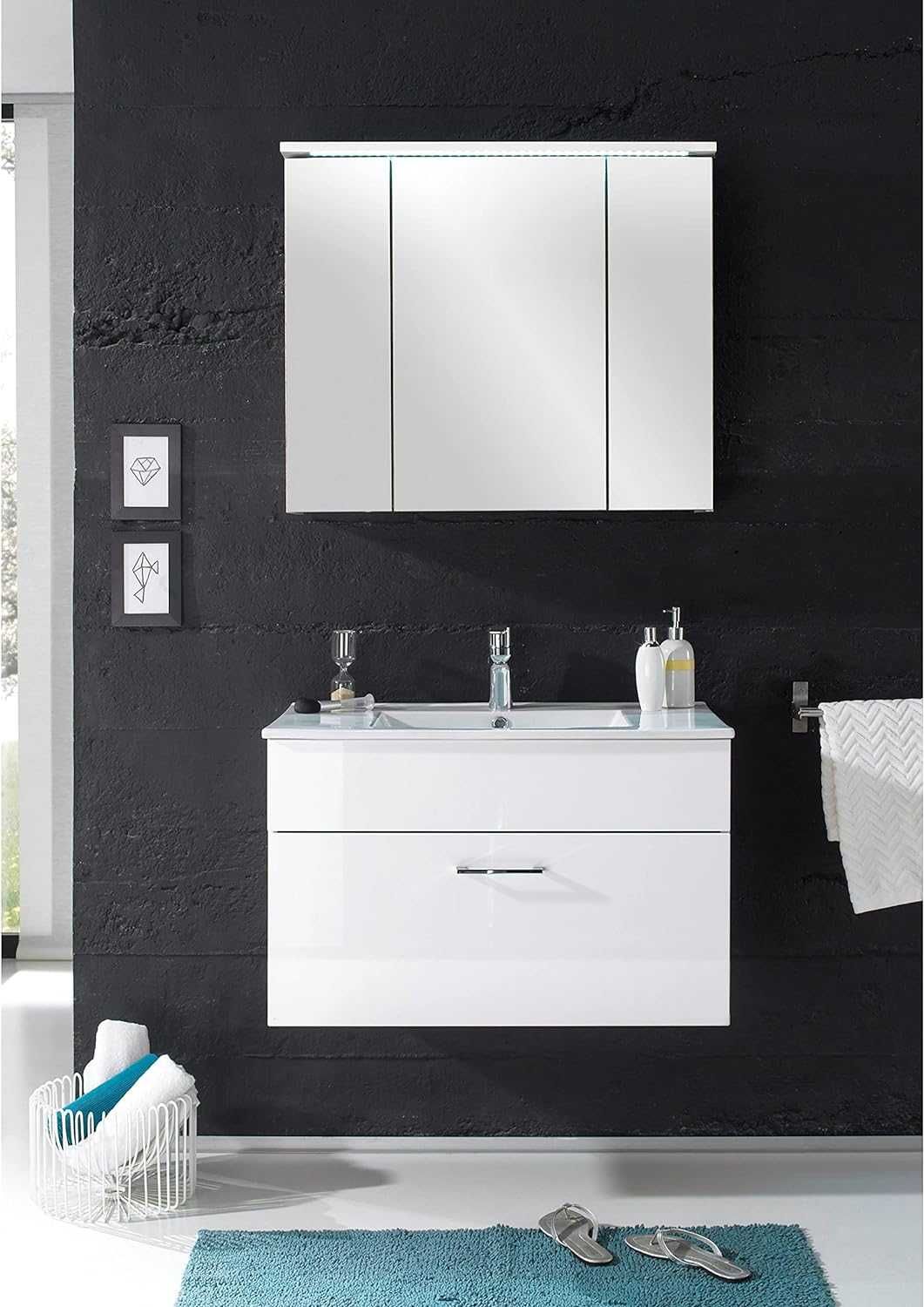 SPLASH szafka łazienkowa z lustrem LED w kolorze białym