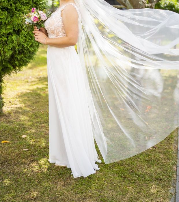 Suknia ślubna, francuska koronka