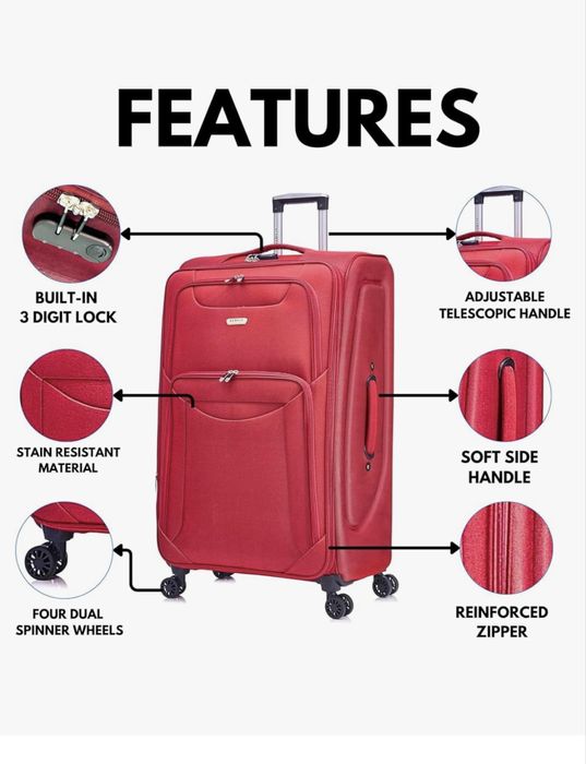 4 unidades -Mala de Porão - Trolley de viagem grande leve e resistente